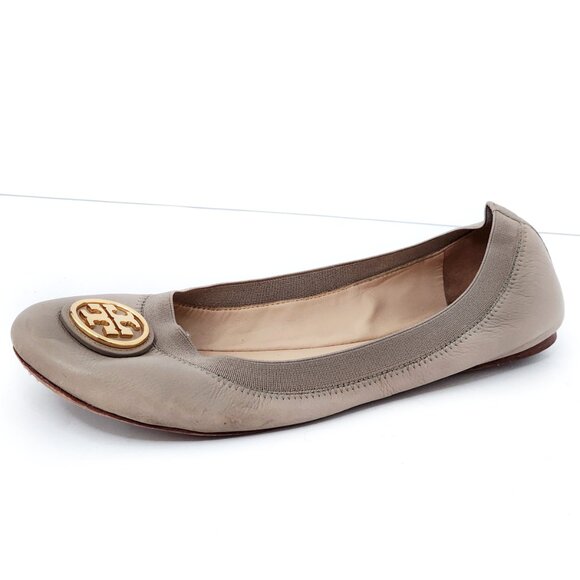 TORY BURCH Caroline 2 Leather Ballet Flats Gray - Picture 3 of 8